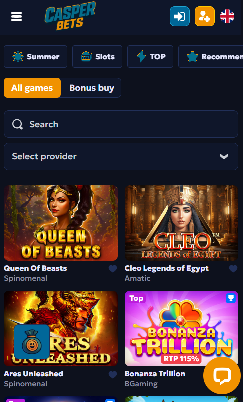 Casperbet Casino mobile
